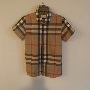 Authentic Burberry- Short Sleeve Check Stretch Cotton Shirt